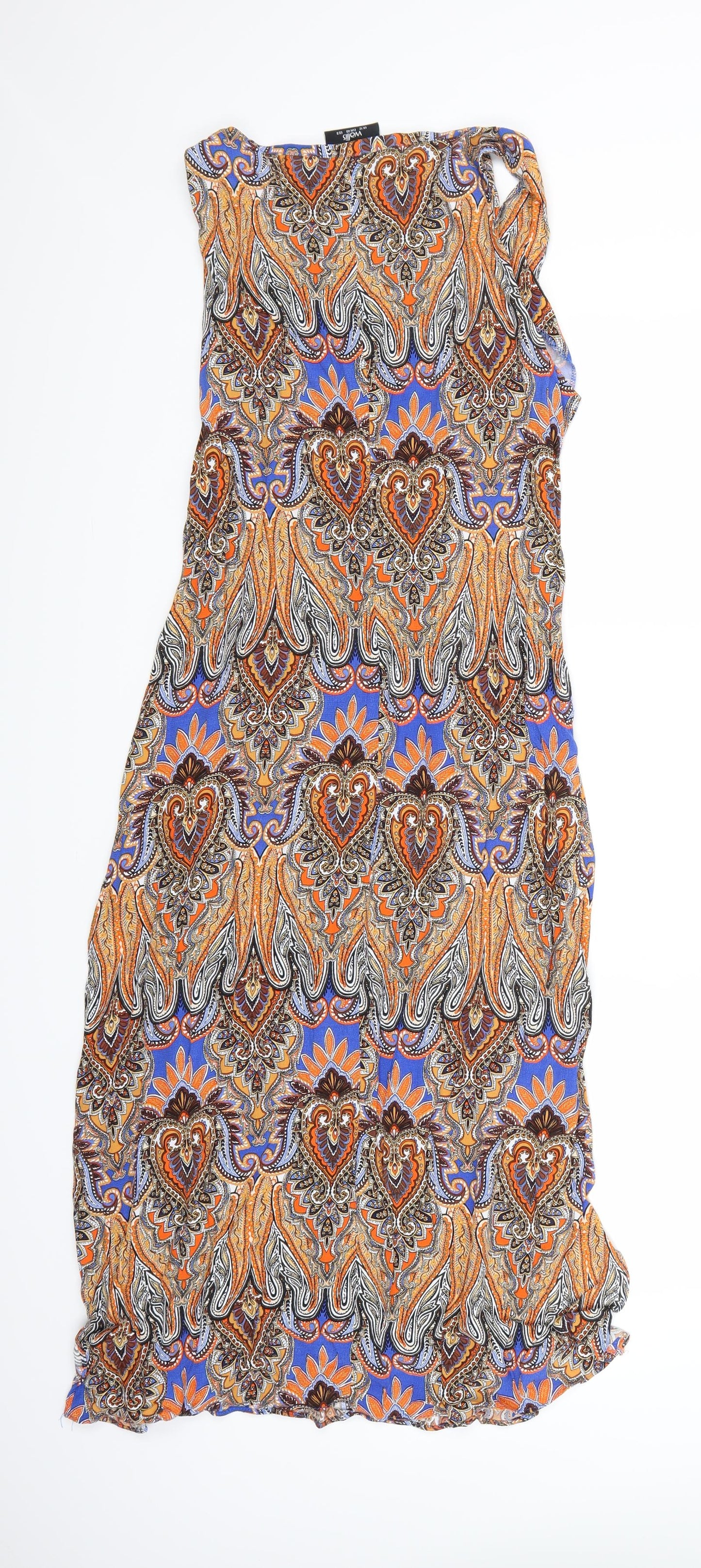 Wallis Womens Orange Paisley  A-Line  Size 12