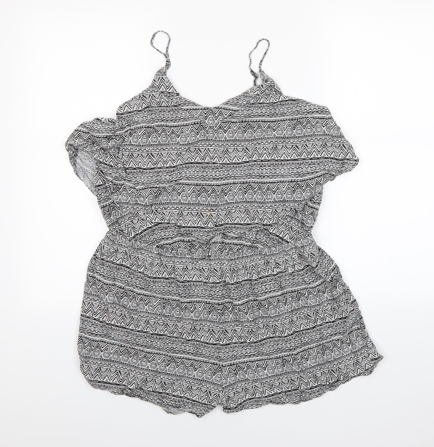 Oceon Club Womens White Geometric  Playsuit One-Piece Size 14