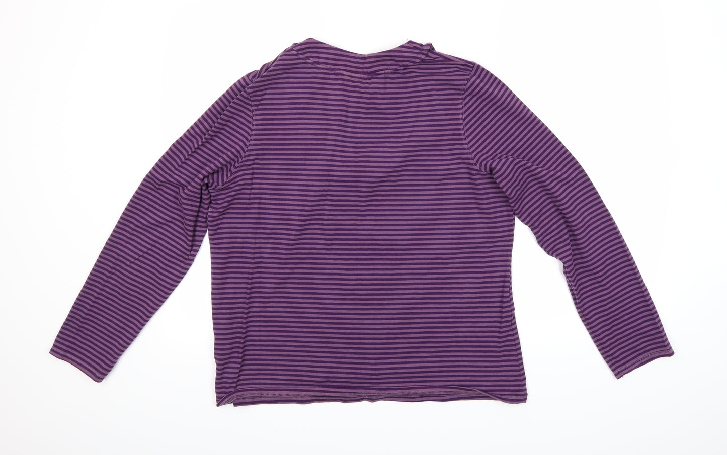 Cotton Traders Womens Purple Striped  Basic T-Shirt Size 18