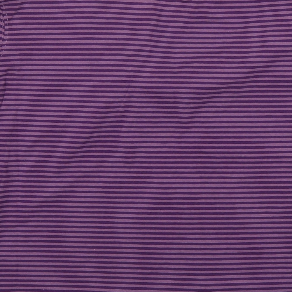 Cotton Traders Womens Purple Striped  Basic T-Shirt Size 18