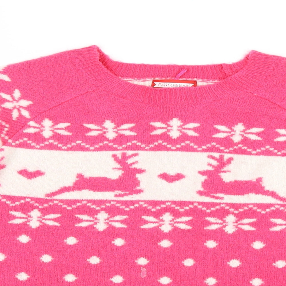 George Girls Pink  Knit Pullover Jumper Size 11-12 Years