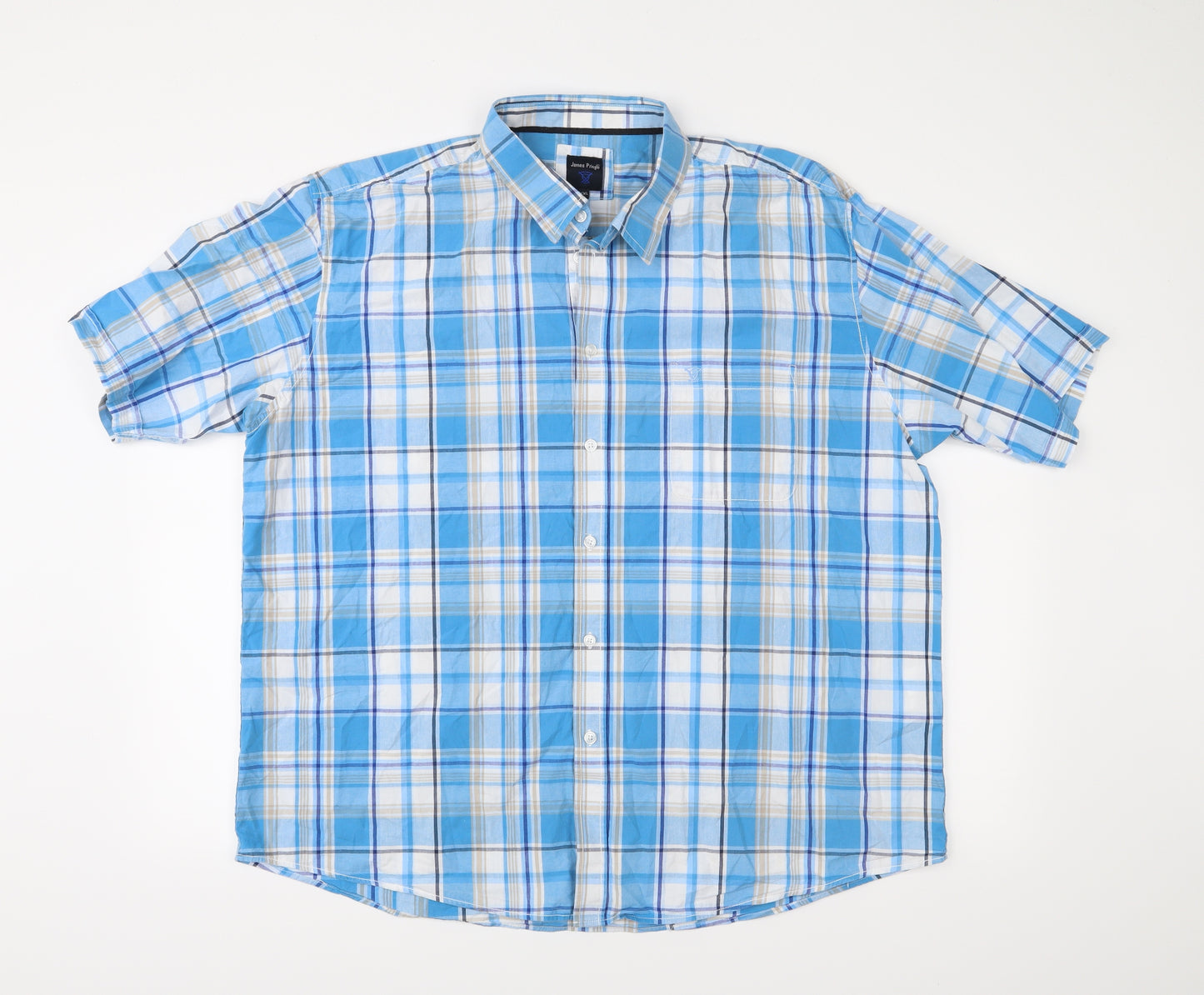 James Pringle Mens Blue Camouflage   Button-Up Size 2XL