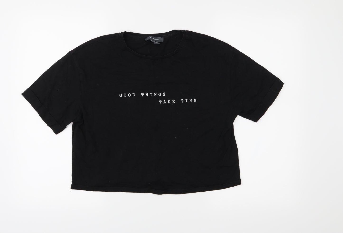 Primark Womens Black   Cropped T-Shirt Size 10