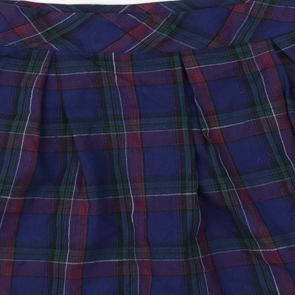 Missguided Womens Blue Plaid  Pleated Skirt Size 16