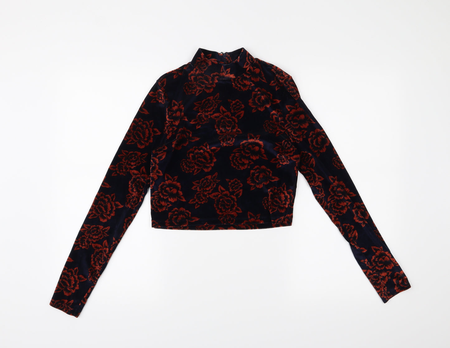 FOREVER 21 Womens Blue Floral  Cropped Blouse Size M