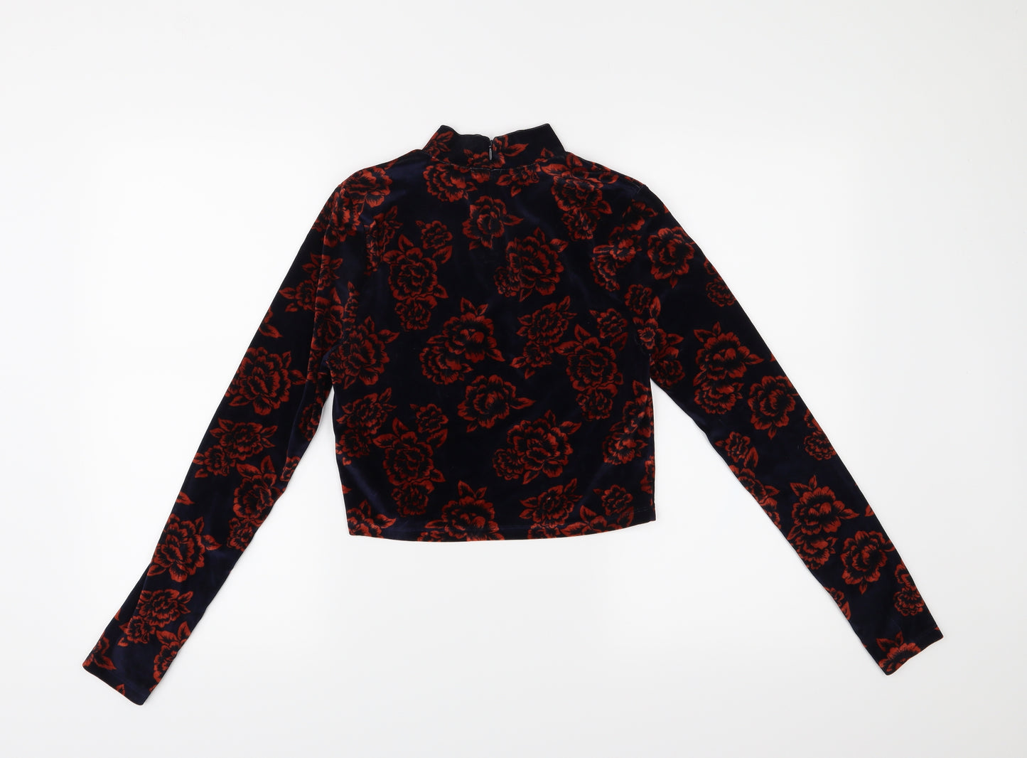FOREVER 21 Womens Blue Floral  Cropped Blouse Size M