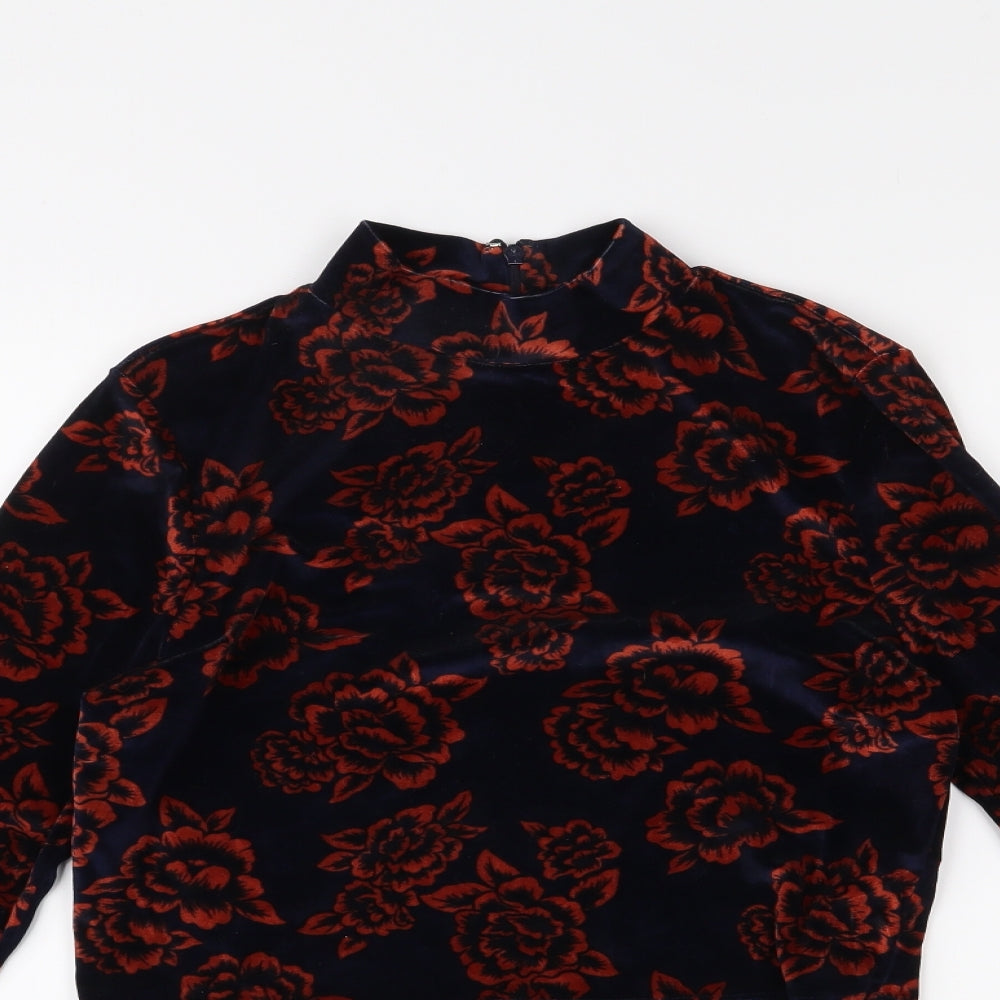 FOREVER 21 Womens Blue Floral  Cropped Blouse Size M