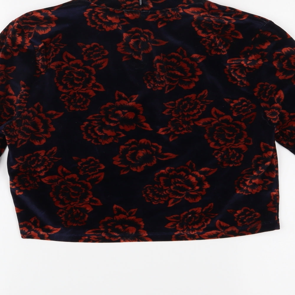 FOREVER 21 Womens Blue Floral  Cropped Blouse Size M