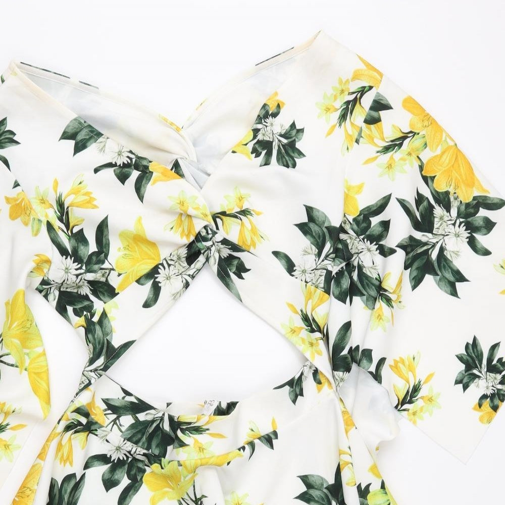 ASOS Womens White Floral  A-Line  Size 14