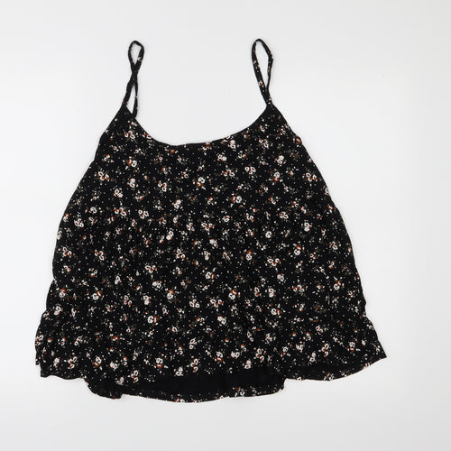 Boohoo Womens Black Floral  Cropped Tank Size 20