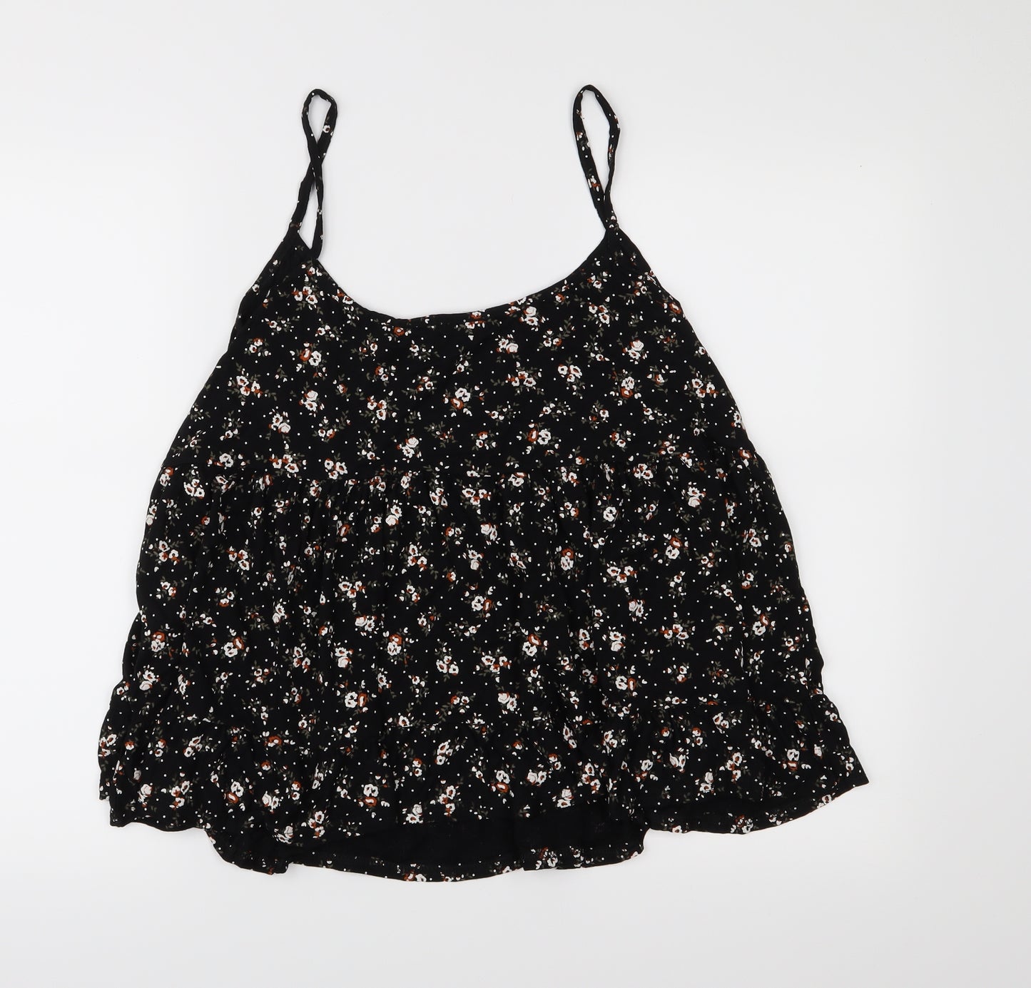 Boohoo Womens Black Floral  Cropped Tank Size 20