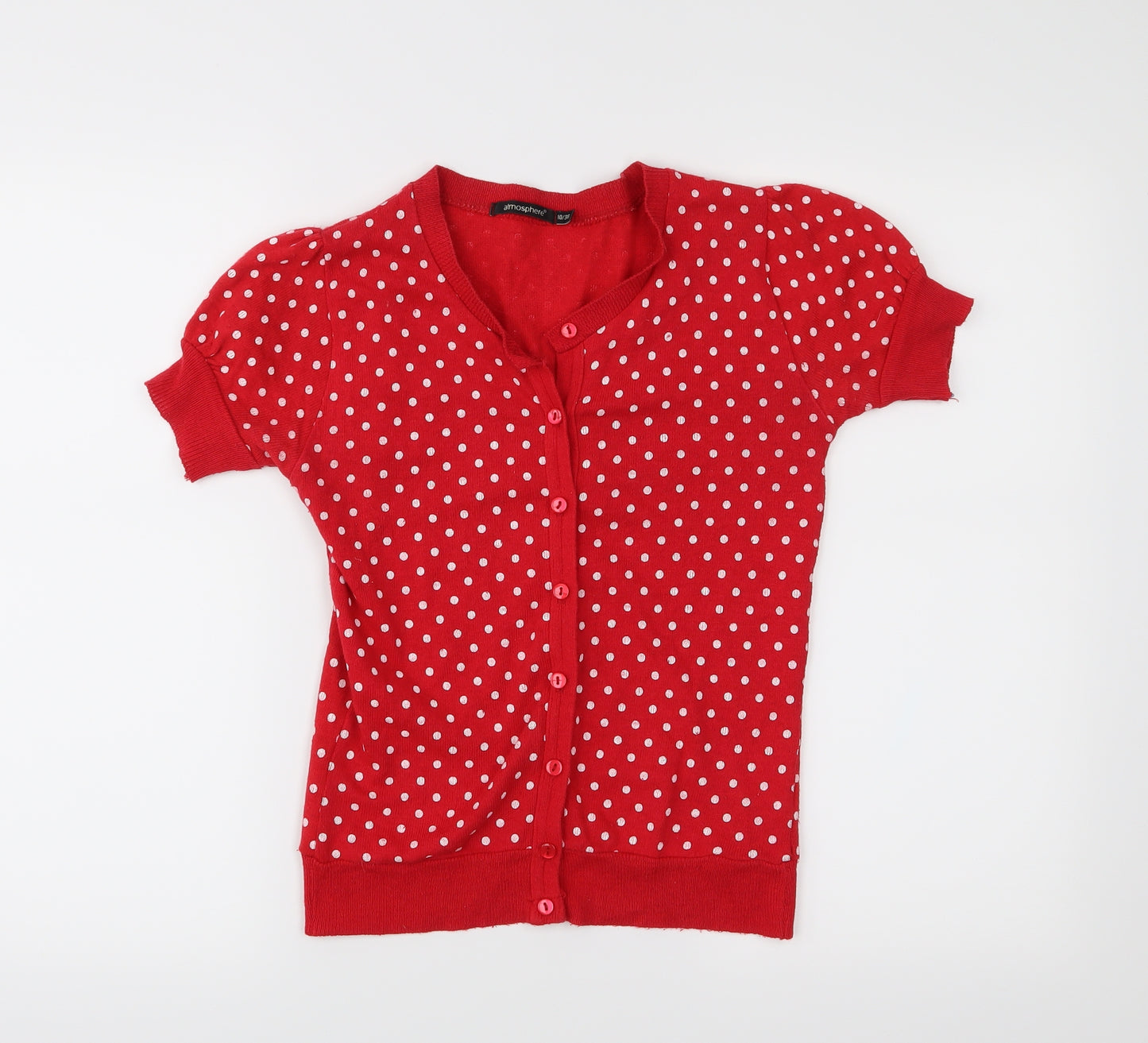Atmosphere Womens Red Polka Dot  Cardigan Jumper Size 10