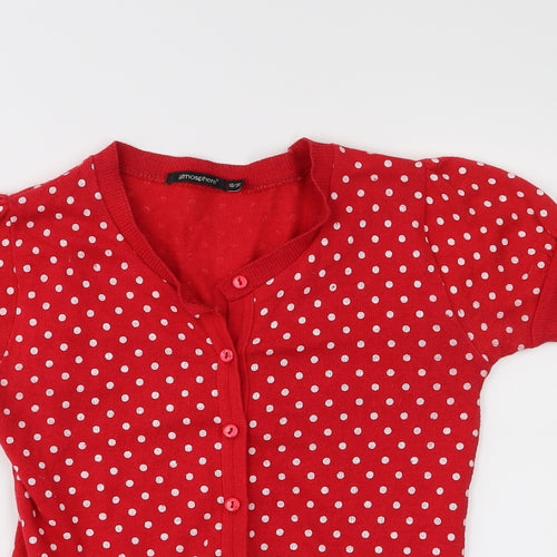 Atmosphere Womens Red Polka Dot  Cardigan Jumper Size 10