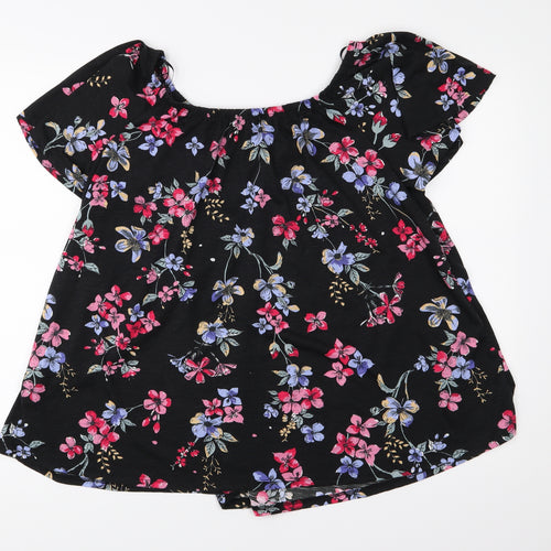 George Womens Black Floral  Basic Blouse Size 20