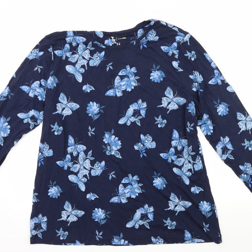 TU Womens Blue Floral  Basic T-Shirt Size 22
