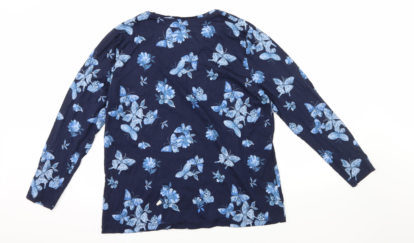 TU Womens Blue Floral  Basic T-Shirt Size 22
