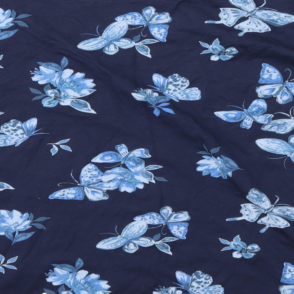 TU Womens Blue Floral  Basic T-Shirt Size 22