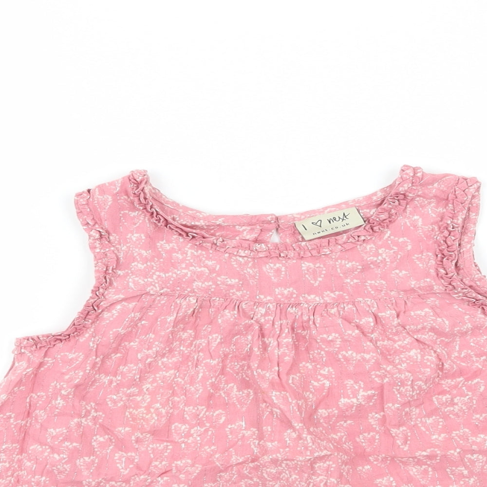 NEXT Girls Pink   Basic T-Shirt Size 7 Years  - Love Heart