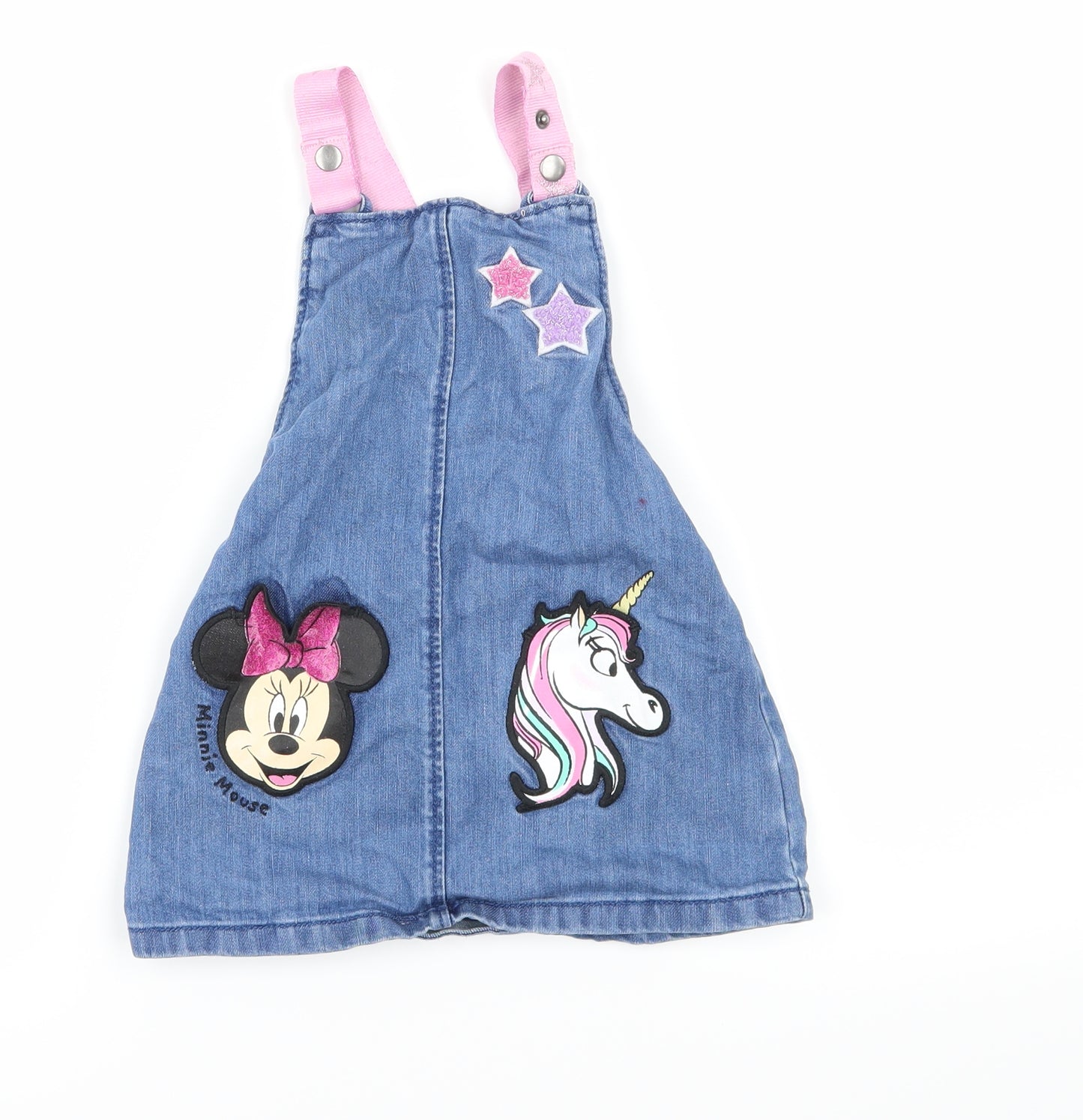 George Girls Blue  Denim Pinafore/Dungaree Dress  Size 18-24 Months  - Disney Minnie Mouse