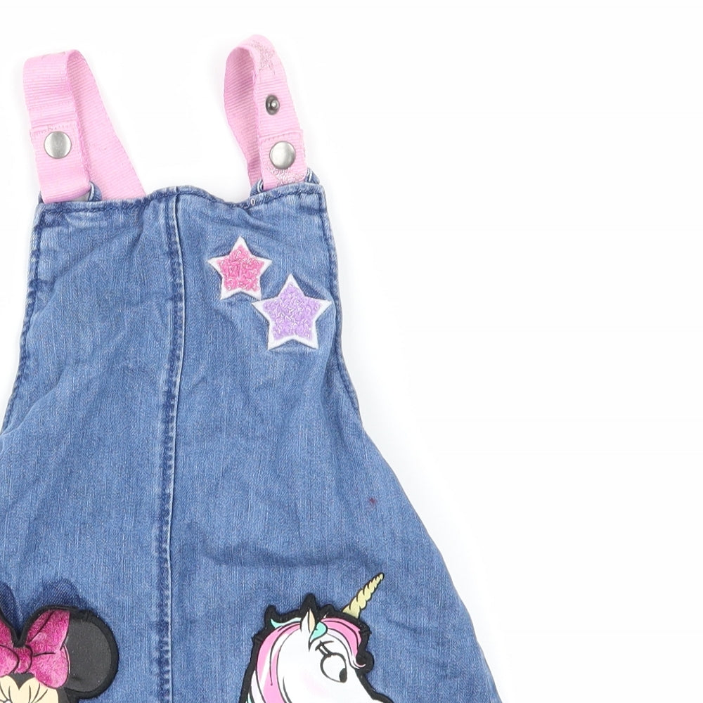George Girls Blue  Denim Pinafore/Dungaree Dress  Size 18-24 Months  - Disney Minnie Mouse