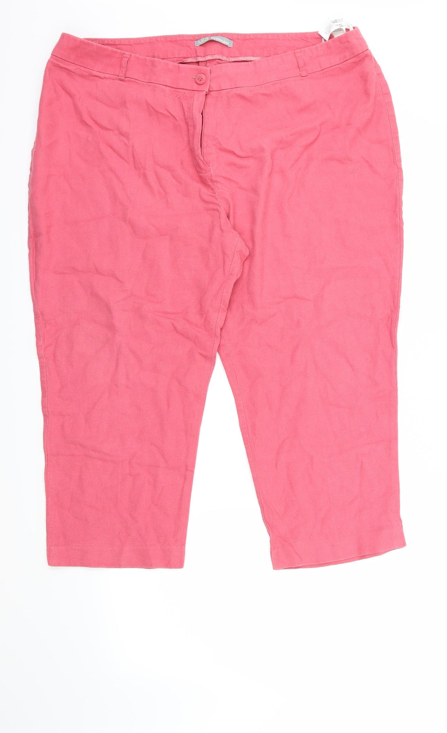 Marks and Spencer Womens Pink   Cropped Trousers Size 18 L21 in