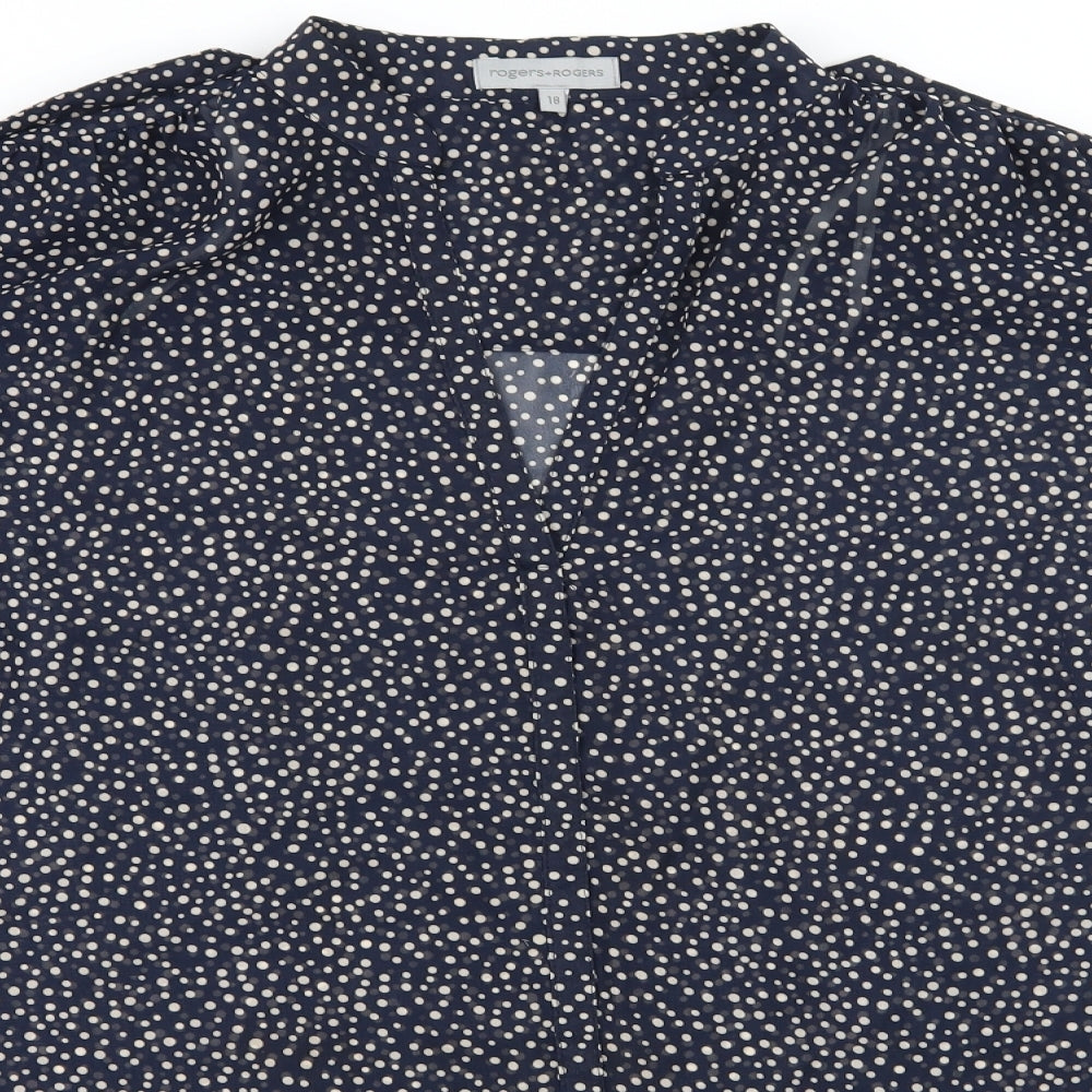 Rogers+Rogers Womens Blue Polka Dot  Basic Blouse Size 18