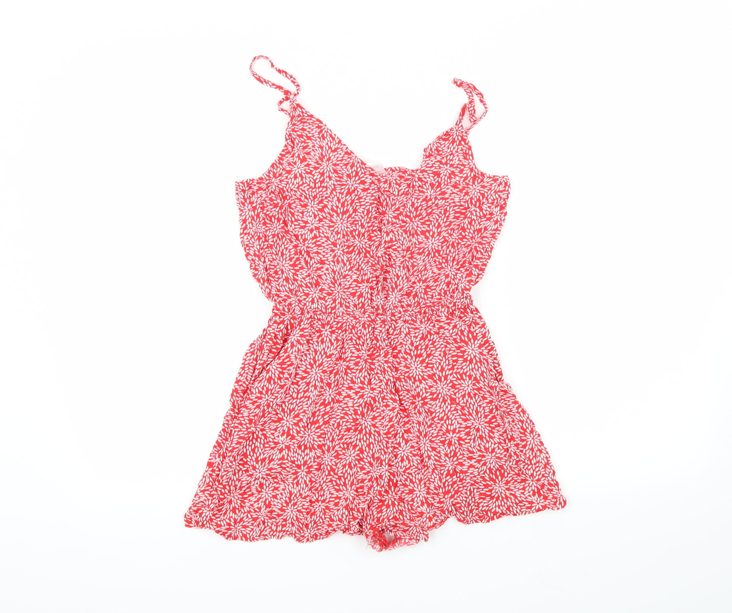 H&M Womens Red Floral  Playsuit One-Piece Size 10
