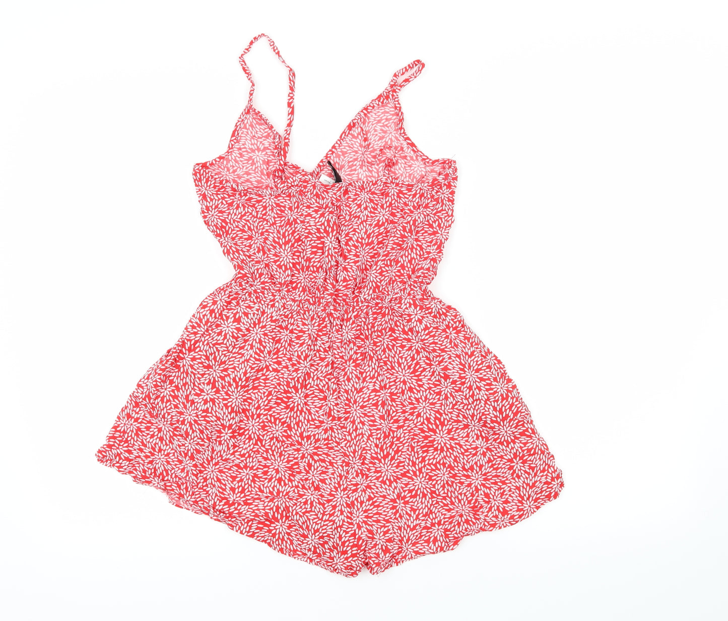 H&M Womens Red Floral  Playsuit One-Piece Size 10