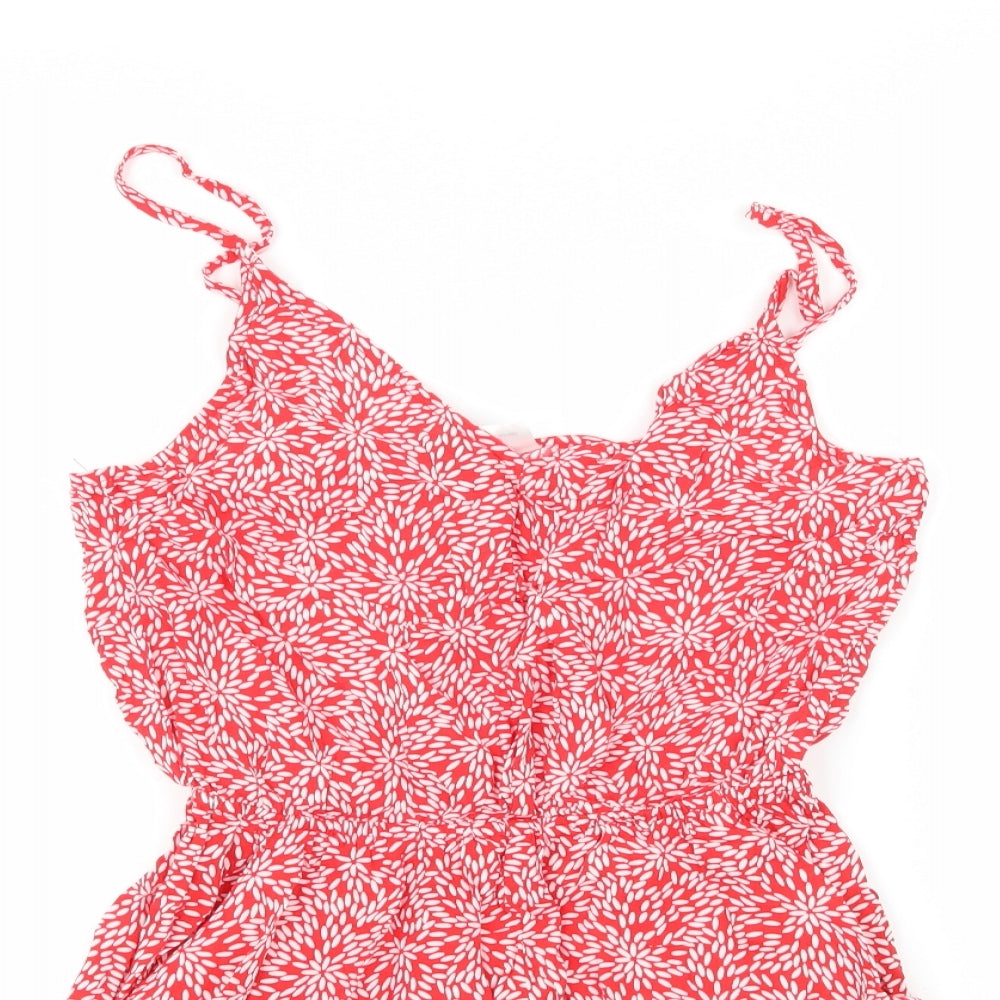 H&M Womens Red Floral  Playsuit One-Piece Size 10