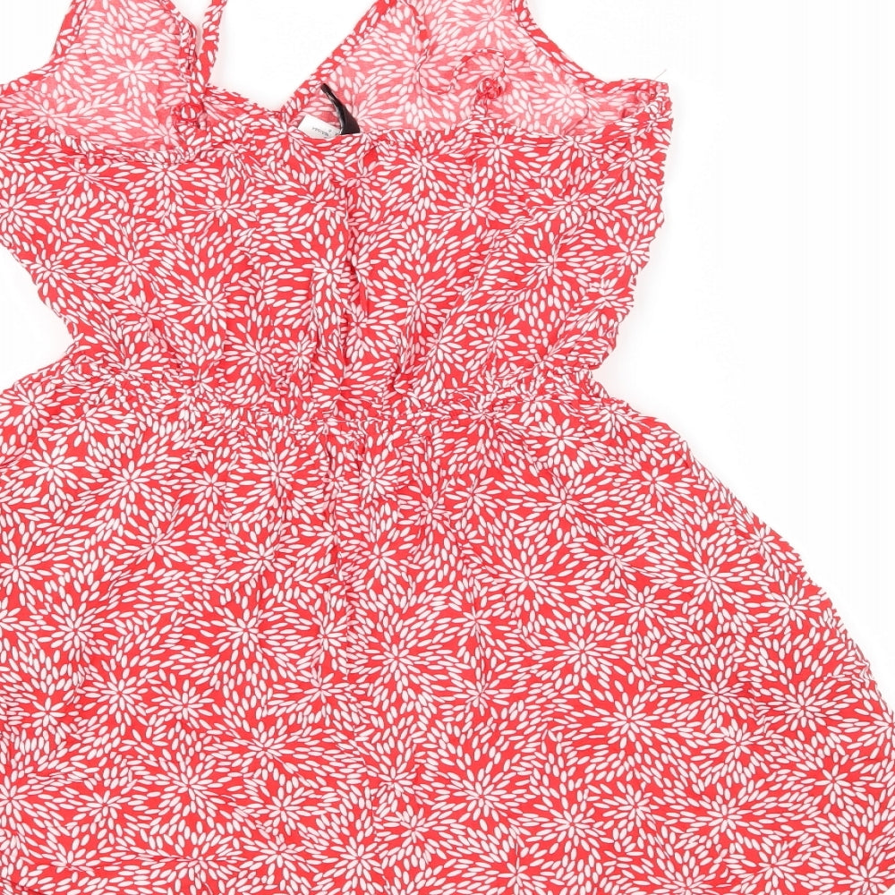 H&M Womens Red Floral  Playsuit One-Piece Size 10