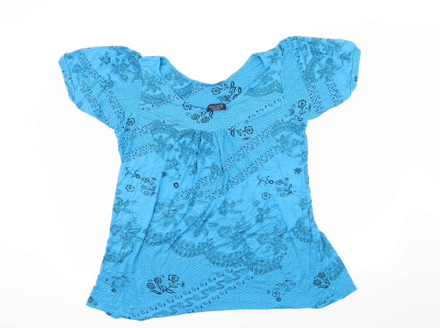 Saloos Womens Blue Floral  Basic T-Shirt Size 2XL