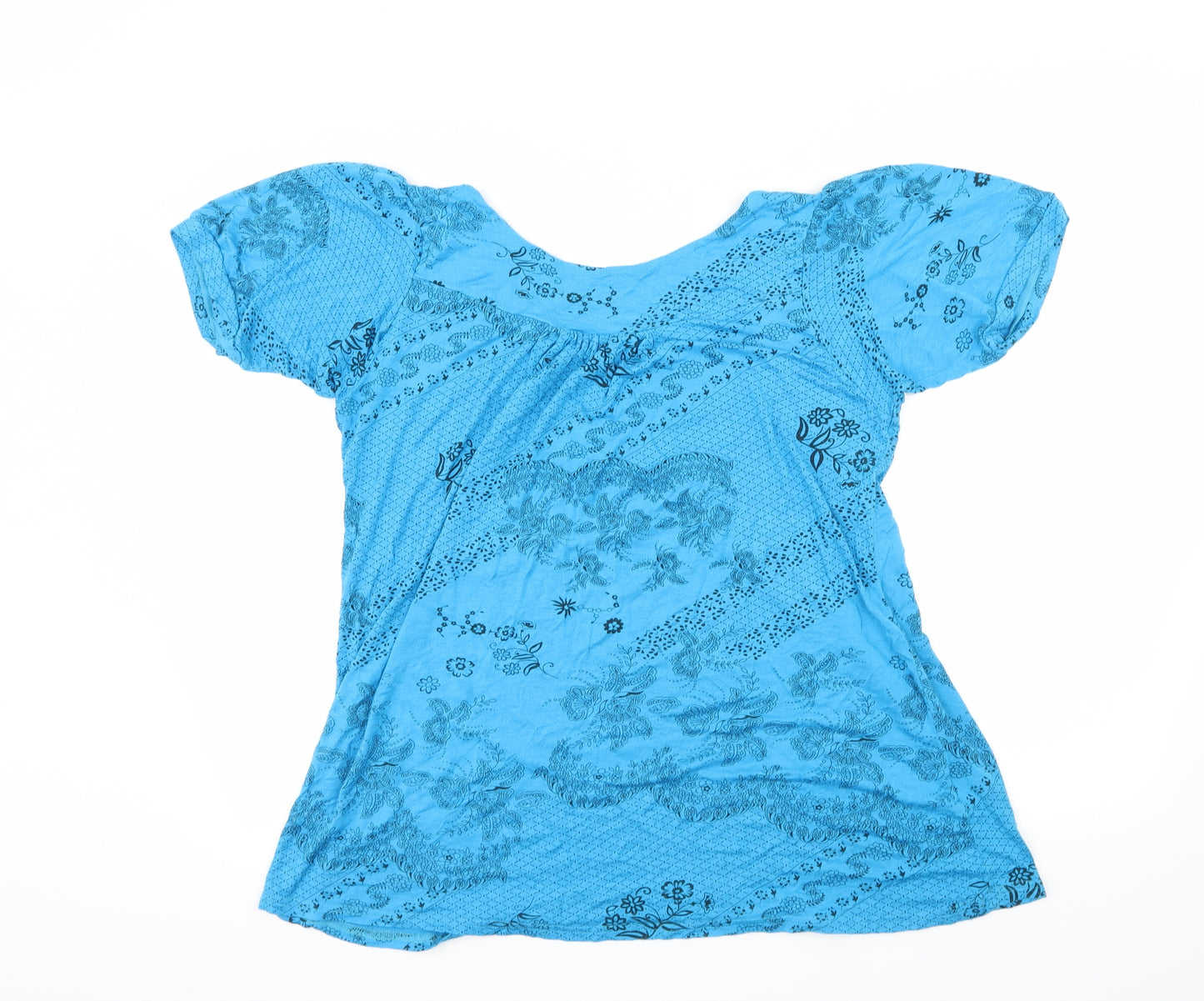 Saloos Womens Blue Floral  Basic T-Shirt Size 2XL
