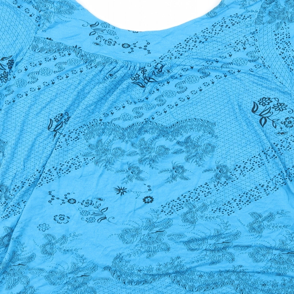 Saloos Womens Blue Floral  Basic T-Shirt Size 2XL