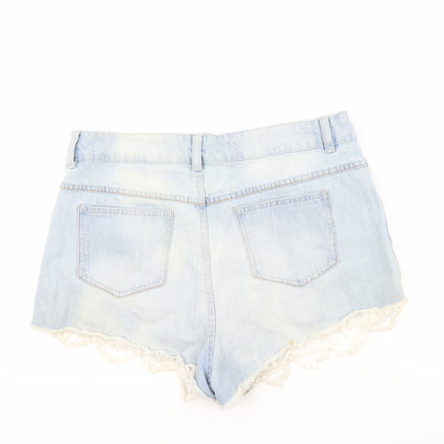 Preworn Womens Blue  Denim Hot Pants Shorts Size 34