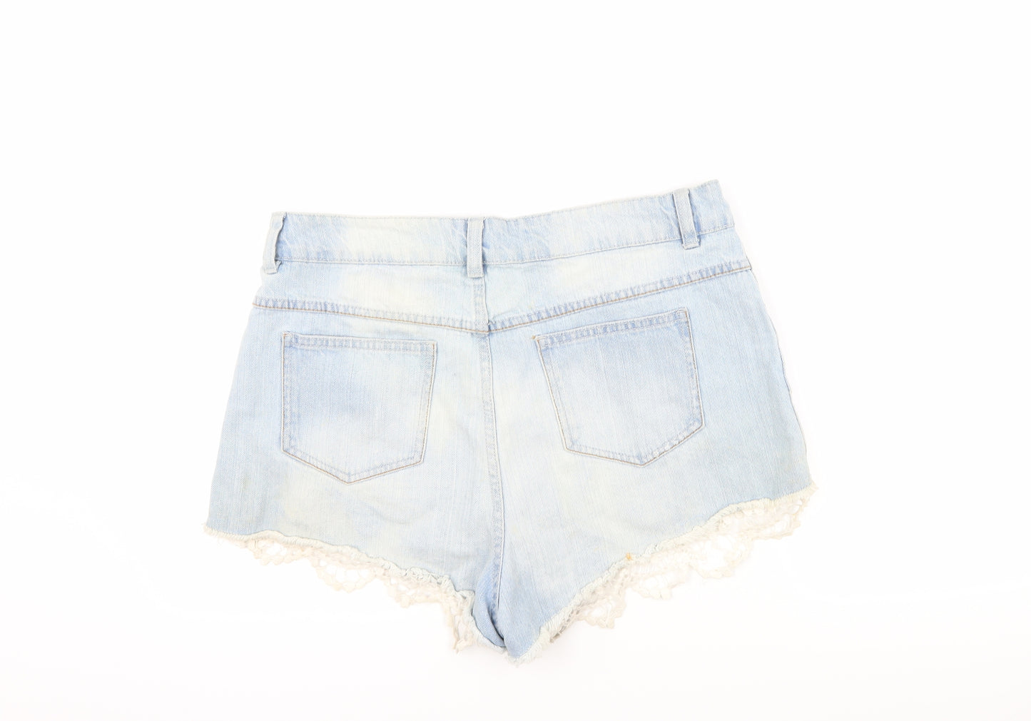 Preworn Womens Blue  Denim Hot Pants Shorts Size 34