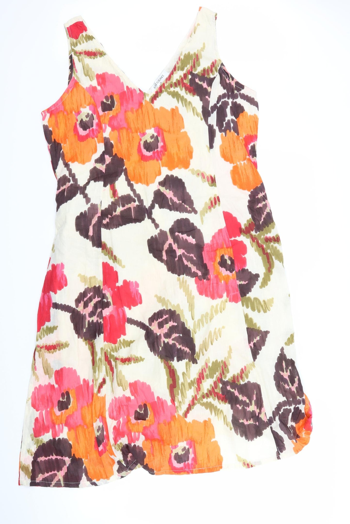 Just Elegance Womens White Floral  Tank Dress  Size 16