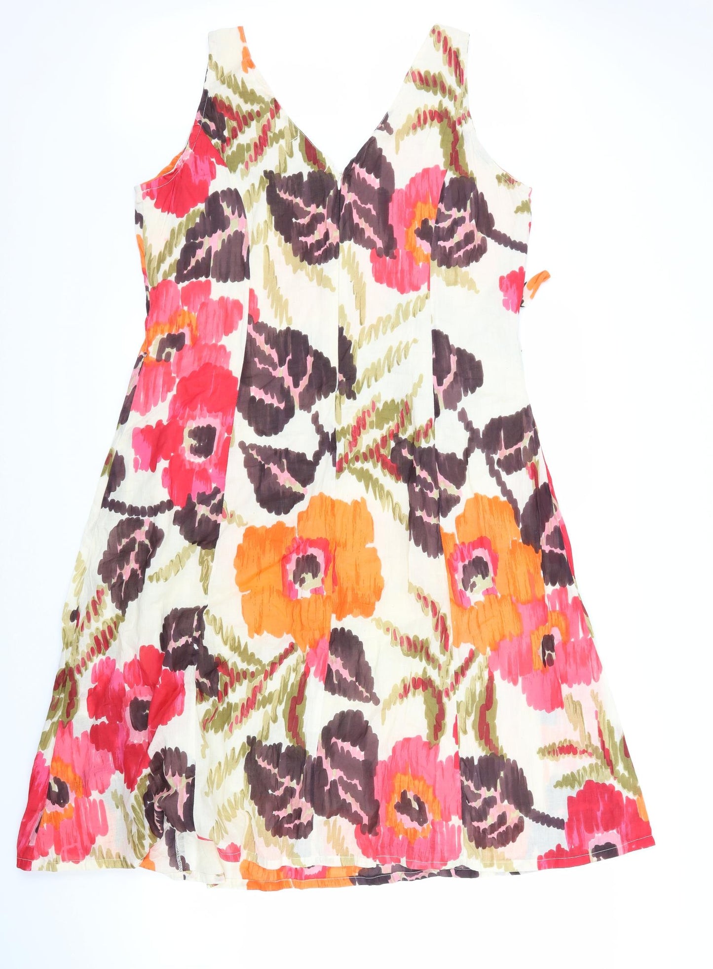 Just Elegance Womens White Floral  Tank Dress  Size 16