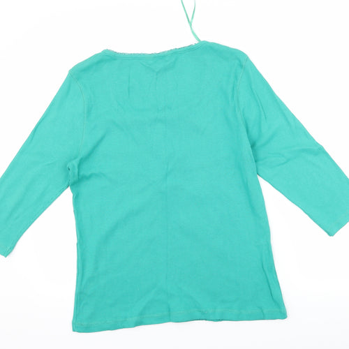 M&Co Womens Green Floral Corduroy Basic T-Shirt Size 2XL