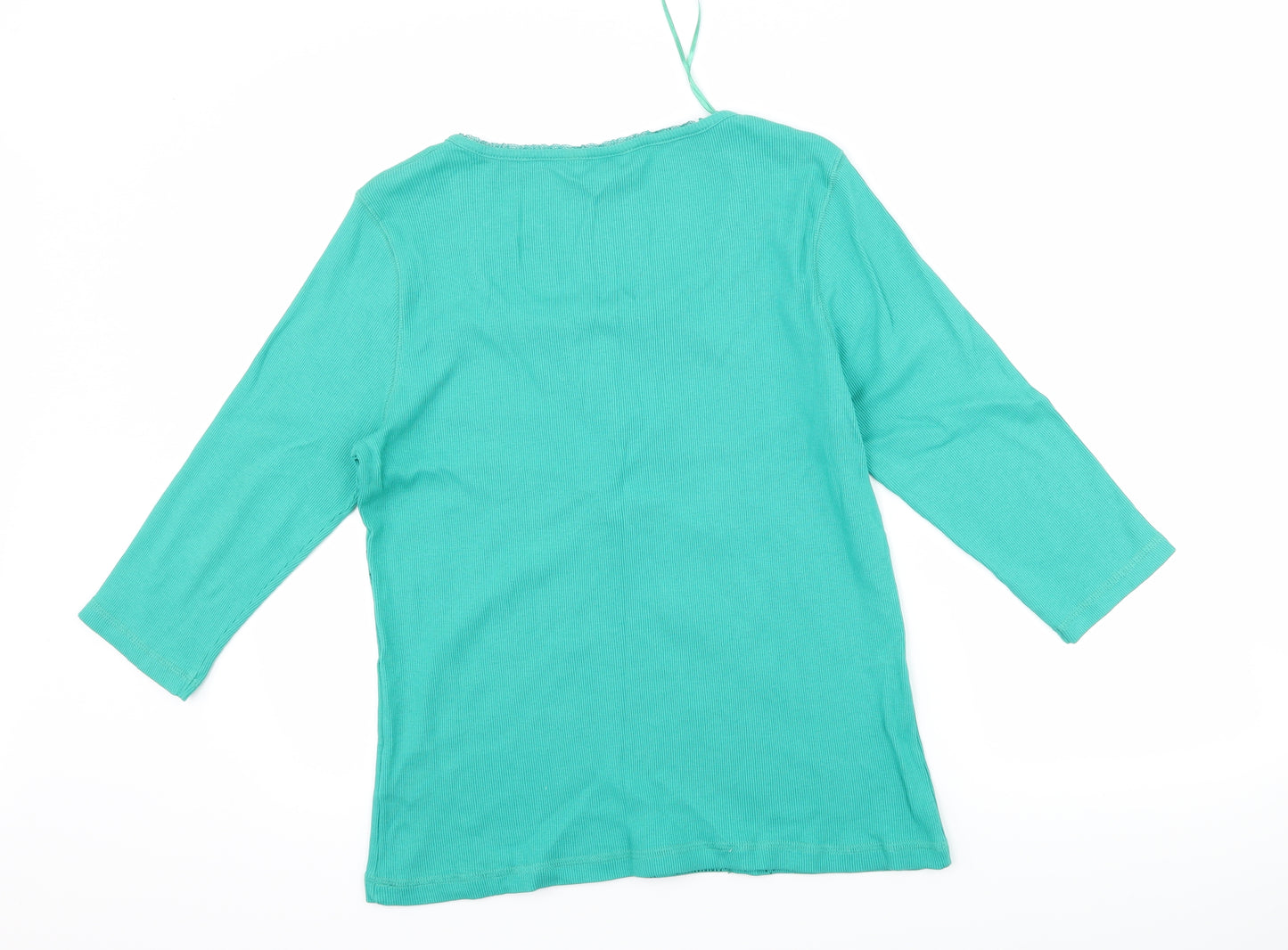M&Co Womens Green Floral Corduroy Basic T-Shirt Size 2XL