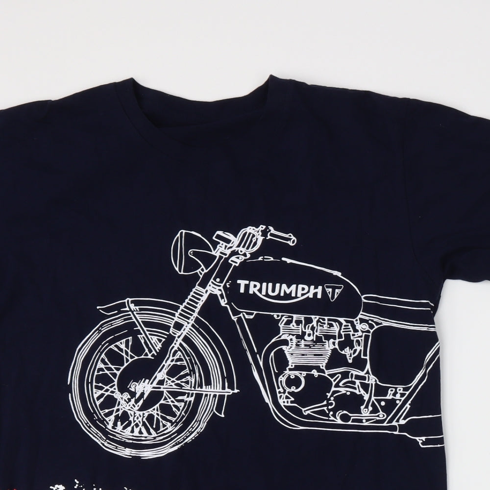 Triumph Motorcycles Mens Blue    T-Shirt Size XL