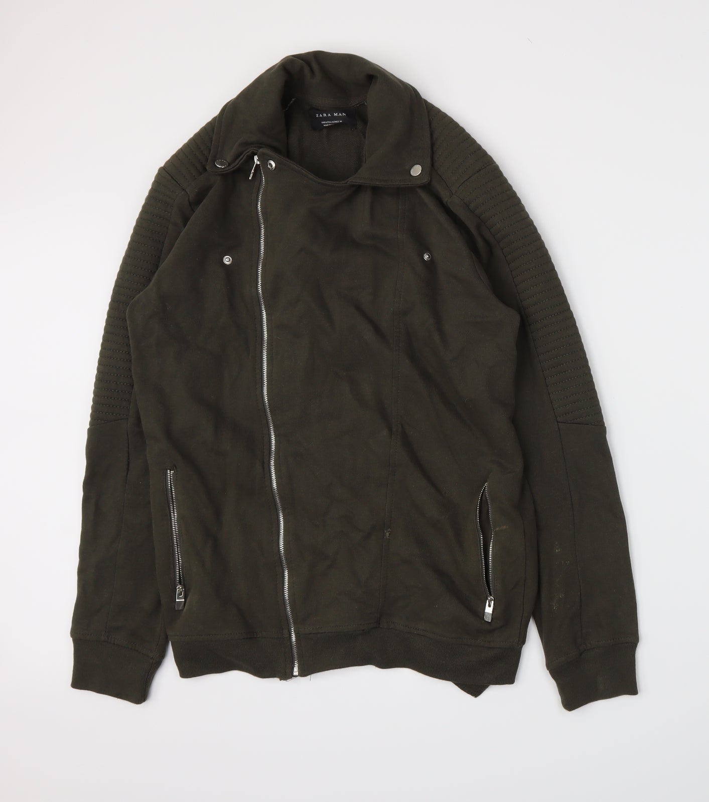 Zara Mens Green  Jersey Gilet Jacket Size M