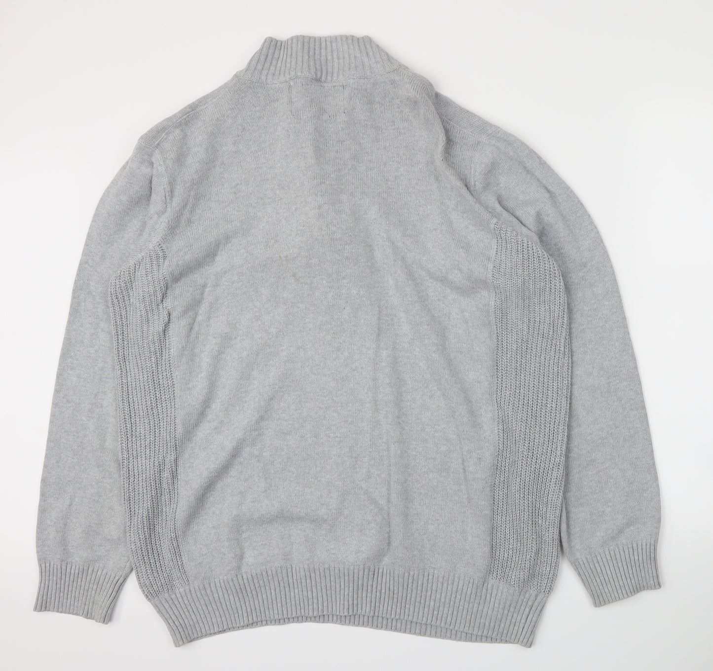 Easy Mens Grey  Knit Henley Jumper Size 2XL