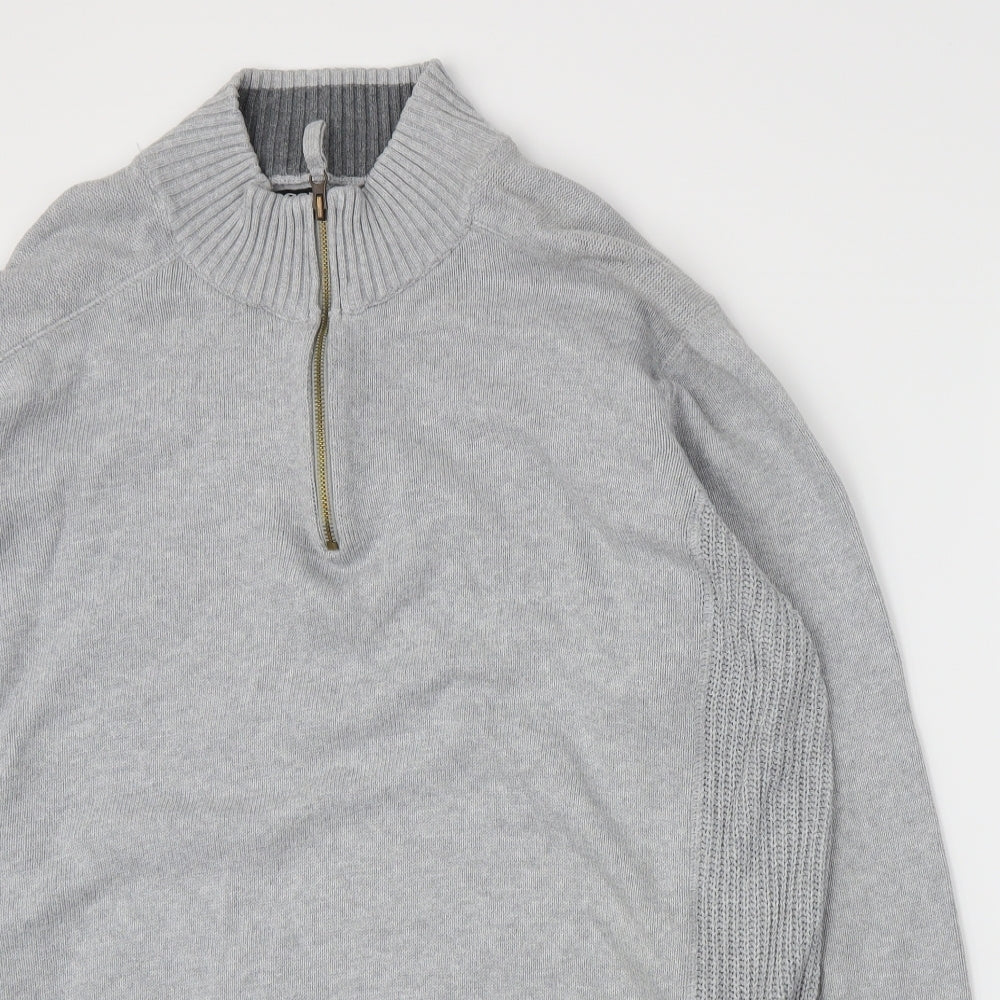 Easy Mens Grey  Knit Henley Jumper Size 2XL