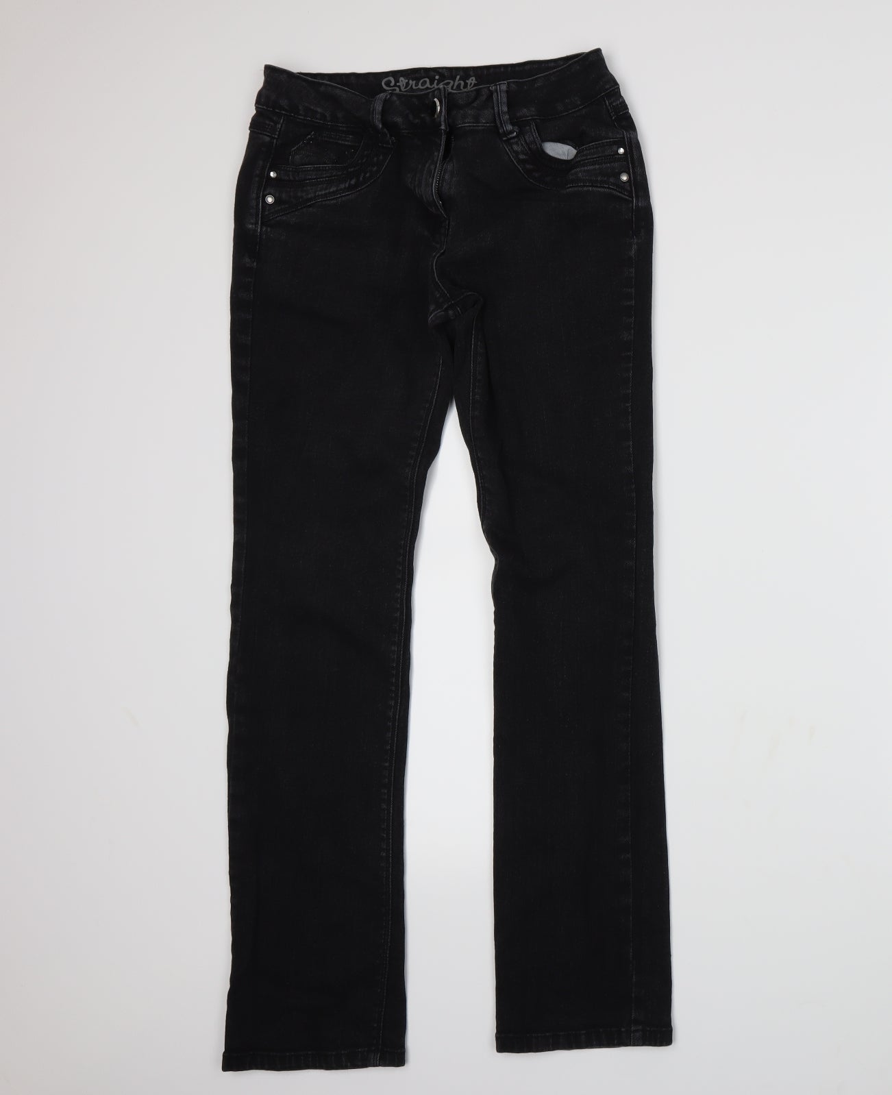 F&F Womens Grey  Denim Straight Jeans Size 10 L28 in