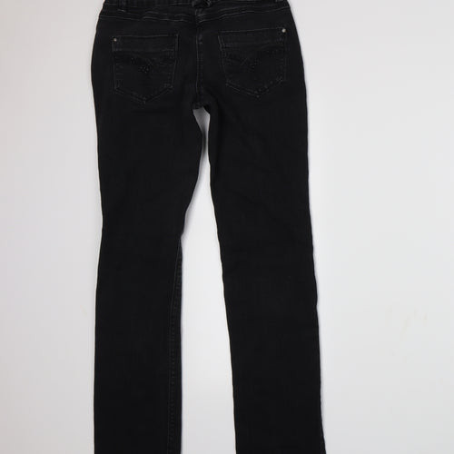 F&F Womens Grey  Denim Straight Jeans Size 10 L28 in