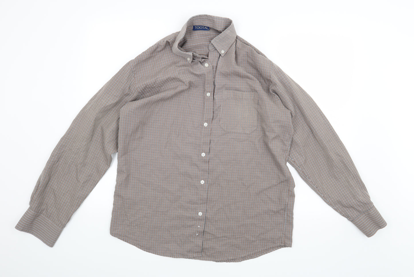 Tootal Mens Brown Check   Dress Shirt Size M