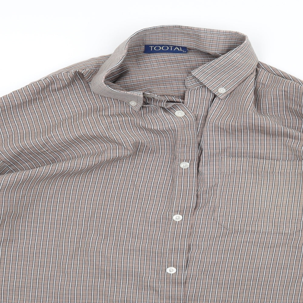 Tootal Mens Brown Check   Dress Shirt Size M