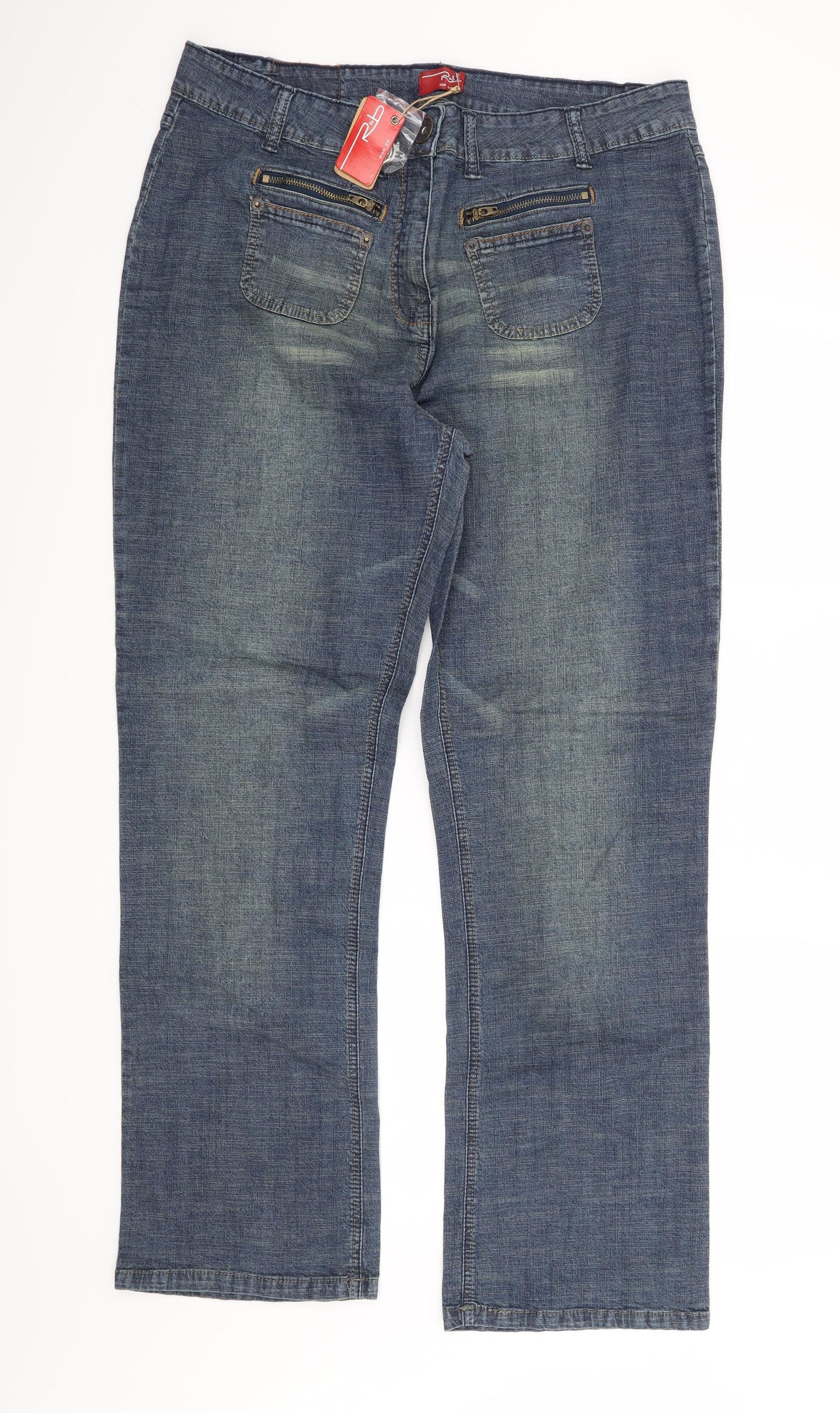 R&B Womens Blue  Denim Straight Jeans Size 20 L30 in