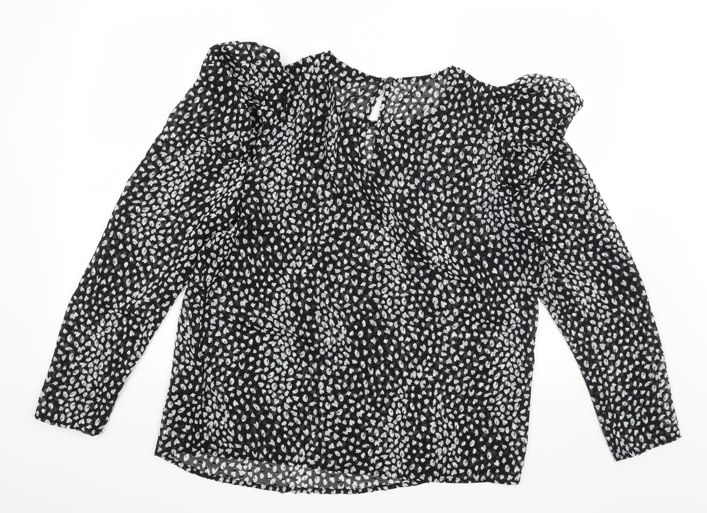 Lipsy Womens Black Animal Print  Basic Blouse Size 14