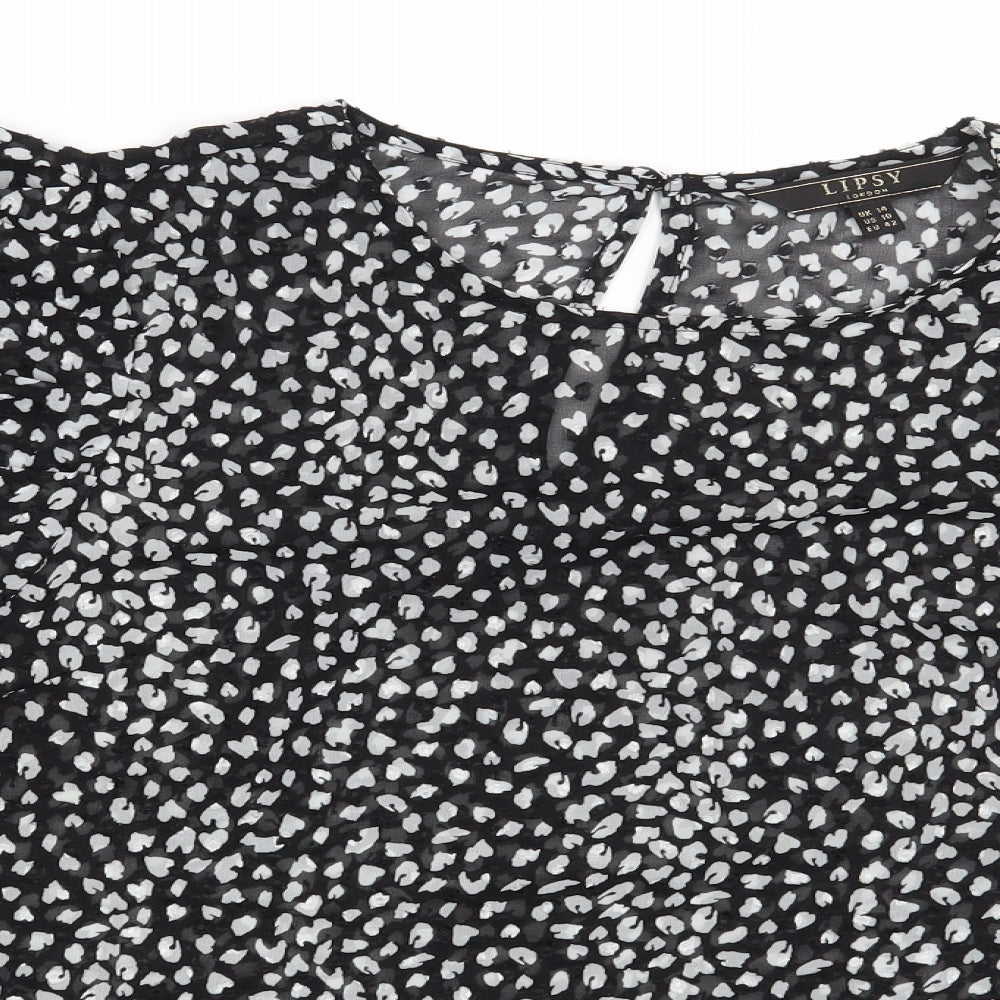 Lipsy Womens Black Animal Print  Basic Blouse Size 14